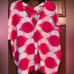 Stylish Oversized Small  and Medium Pink and White Women's Top